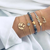 2 PCS/Set Boho Airplane Multilayer Bracelets Bangles for Women Map Charm Opening Cuff Gold Bangle Pulseras Mujer Jewelry 2018