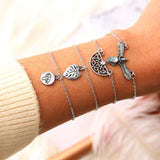 2 PCS/Set Boho Airplane Multilayer Bracelets Bangles for Women Map Charm Opening Cuff Gold Bangle Pulseras Mujer Jewelry 2018