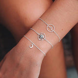 2 PCS/Set Boho Airplane Multilayer Bracelets Bangles for Women Map Charm Opening Cuff Gold Bangle Pulseras Mujer Jewelry 2018