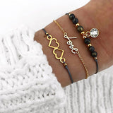 2 PCS/Set Boho Airplane Multilayer Bracelets Bangles for Women Map Charm Opening Cuff Gold Bangle Pulseras Mujer Jewelry 2018
