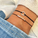 2 PCS/Set Boho Airplane Multilayer Bracelets Bangles for Women Map Charm Opening Cuff Gold Bangle Pulseras Mujer Jewelry 2018